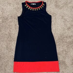Cleo Black and Red Mini Dress with Gold Accents